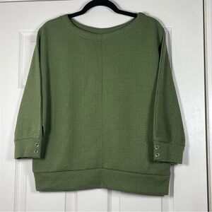 3RD + MALT Green Textured 3/4 Sleeve Sweater
